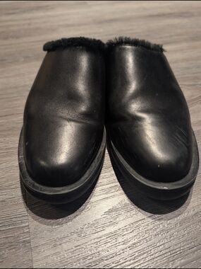 Tamara Mellon Black Fur-Lined Mules